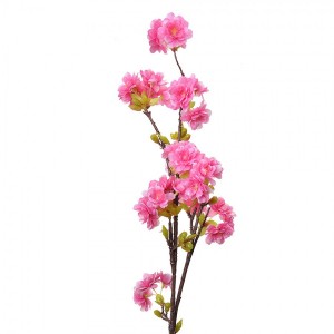 Dekorace umělá větvička s tmavě růžovými květy - 10*8*92 cm