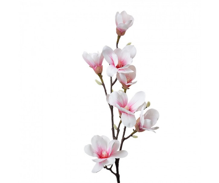 Dekorace umělá větev s bílo-růžovými květy magnolia - 25*10*97 cm