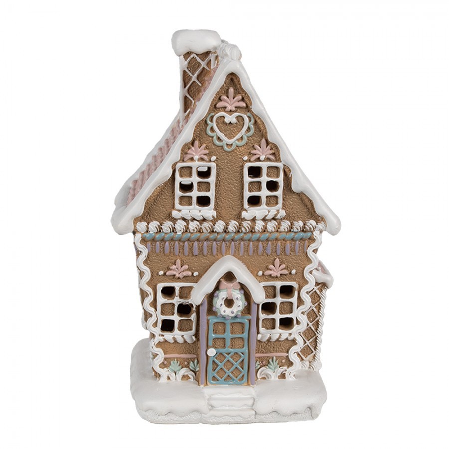 Hnědá svítící perníková chaloupka Gingerbread House - 13*10*21 cm / 3*AAA