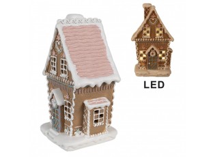 Hnědá svítící perníková chaloupka Gingerbread House - 13*10*21 cm / 3*AAA