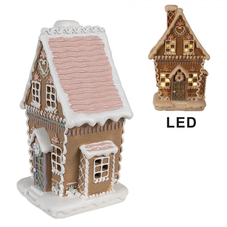 Hnědá svítící perníková chaloupka Gingerbread House - 13*10*21 cm / 3*AAA