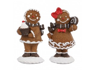 Hnědá vánoční dekorace 2ks Perníček Gingerbread - 2*2*5 / 2*2*5 cm