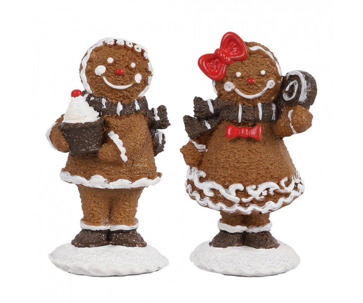 Hnědá vánoční dekorace 2ks Perníček Gingerbread - 2*2*5 / 2*2*5 cm