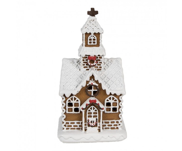 Hnědá svítící perníková chaloupka Gingerbread House - 8*7*15 cm