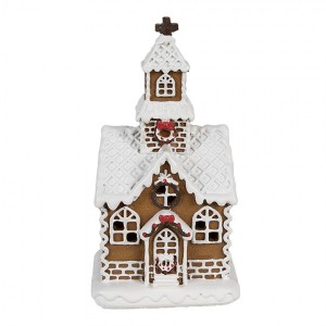 Hnědá svítící perníková chaloupka Gingerbread House - 8*7*15 cm
