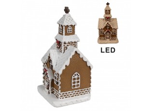 Hnědá svítící perníková chaloupka Gingerbread House - 8*7*15 cm