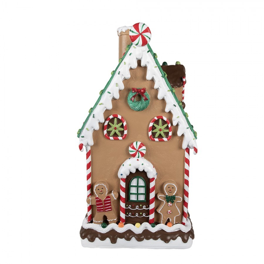 Hnědá zdobená perníková chaloupka Gingerbread House - 28*28*51 cm