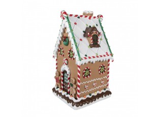 Hnědá zdobená perníková chaloupka Gingerbread House - 28*28*51 cm