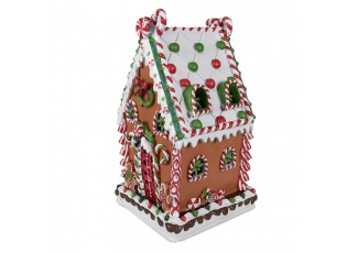 Hnědá zdobená perníková chaloupka Gingerbread House - 20*20*37 cm