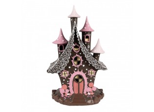 Hnědo-růžová svítící perníková chaloupka Gingerbread House - 16*13*26 cm / 3*AA