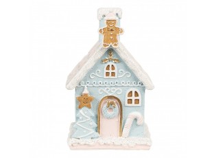 Modrá svítící perníková chaloupka Gingerbread House - 9*8*15 cm