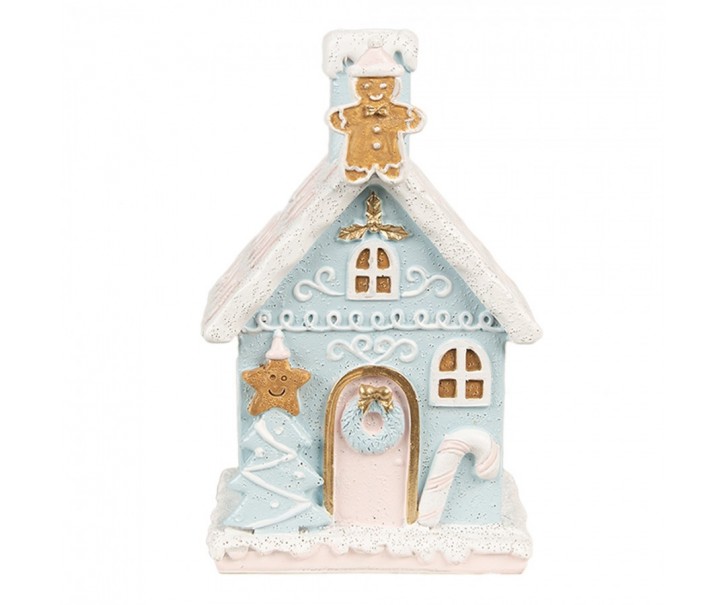 Modrá svítící perníková chaloupka Gingerbread House - 9*8*15 cm