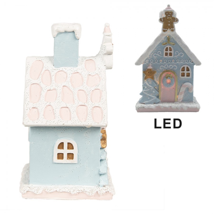 Modrá svítící perníková chaloupka Gingerbread House - 9*8*15 cm