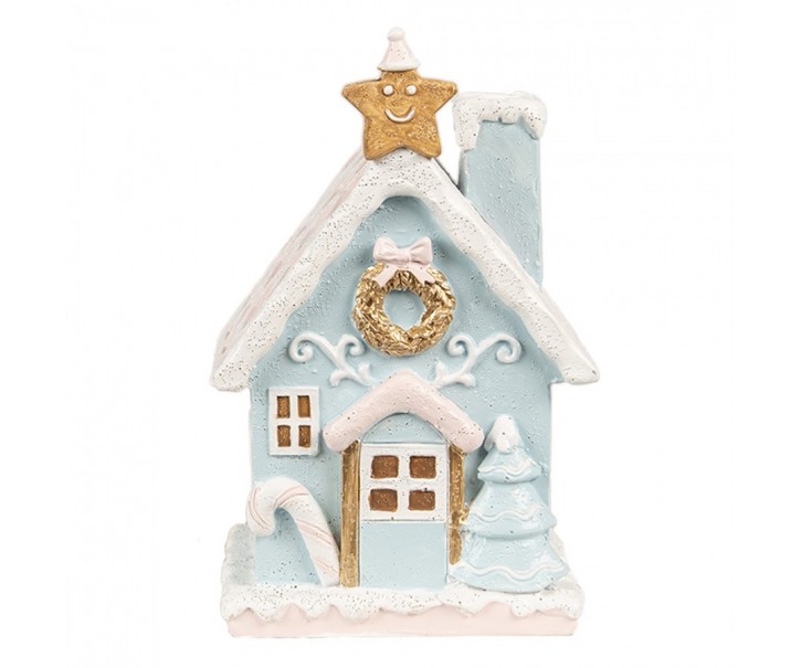 Modrá svítící perníková chaloupka Gingerbread House - 9*8*15 cm