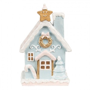 Modrá svítící perníková chaloupka Gingerbread House - 9*8*15 cm