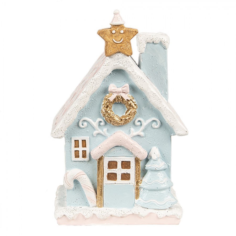 Modrá svítící perníková chaloupka Gingerbread House - 9*8*15 cm