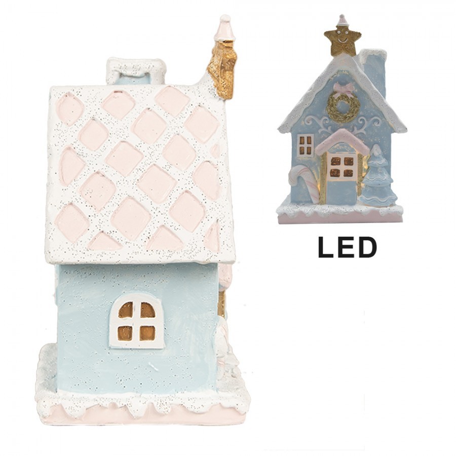Modrá svítící perníková chaloupka Gingerbread House - 9*8*15 cm