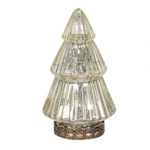 Zlatý skleněný dekorační svítící stromek LED Tree - Ø 8*14 cm 