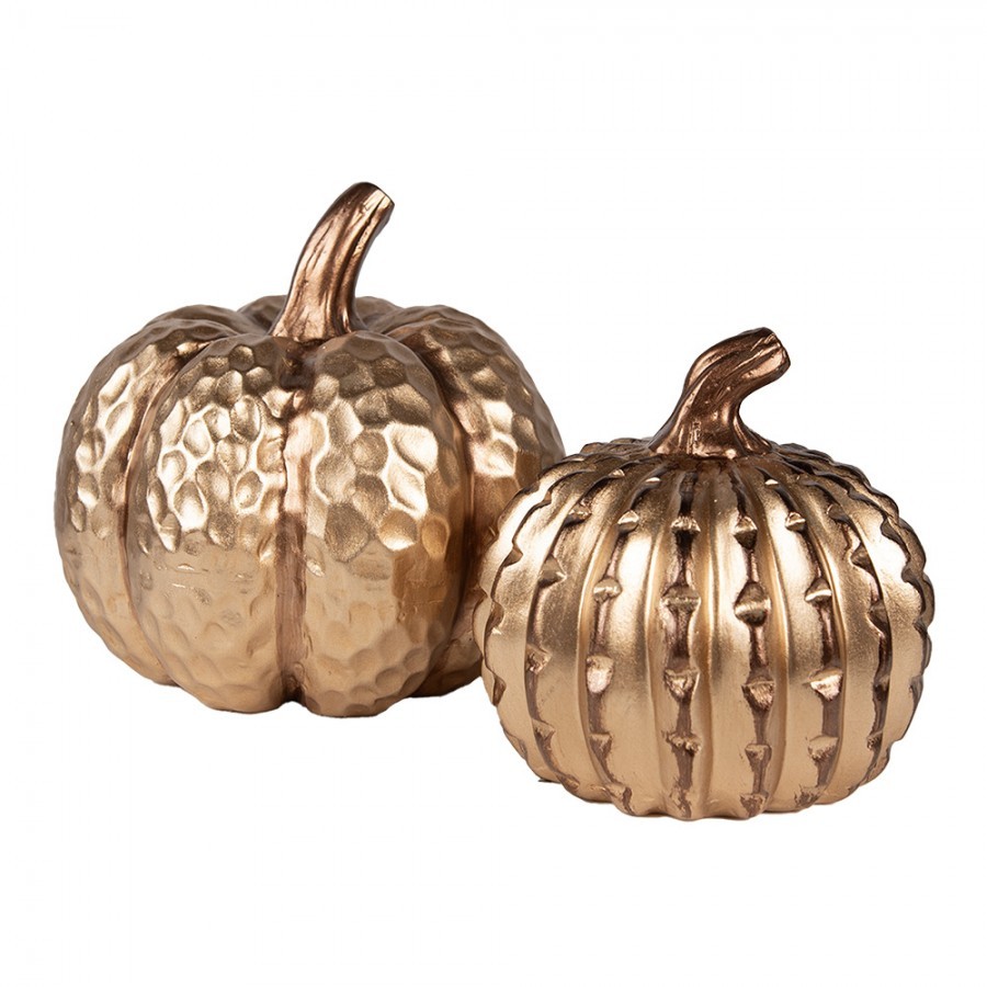 Zlatá dekorační keramická dýně Pumpkin - Ø 14*14 cm