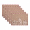 6ks hnědé prostírání s perníkovými chaloupkami Gingerbread Bliss - 48*33 cm Barva: hnědáMateriál: 100% bavlnaHmotnost: 0,50 kg