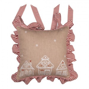 Hnědý podsedák s volánky s perníkovými chaloupkami Gingerbread Bliss - 40*40cm