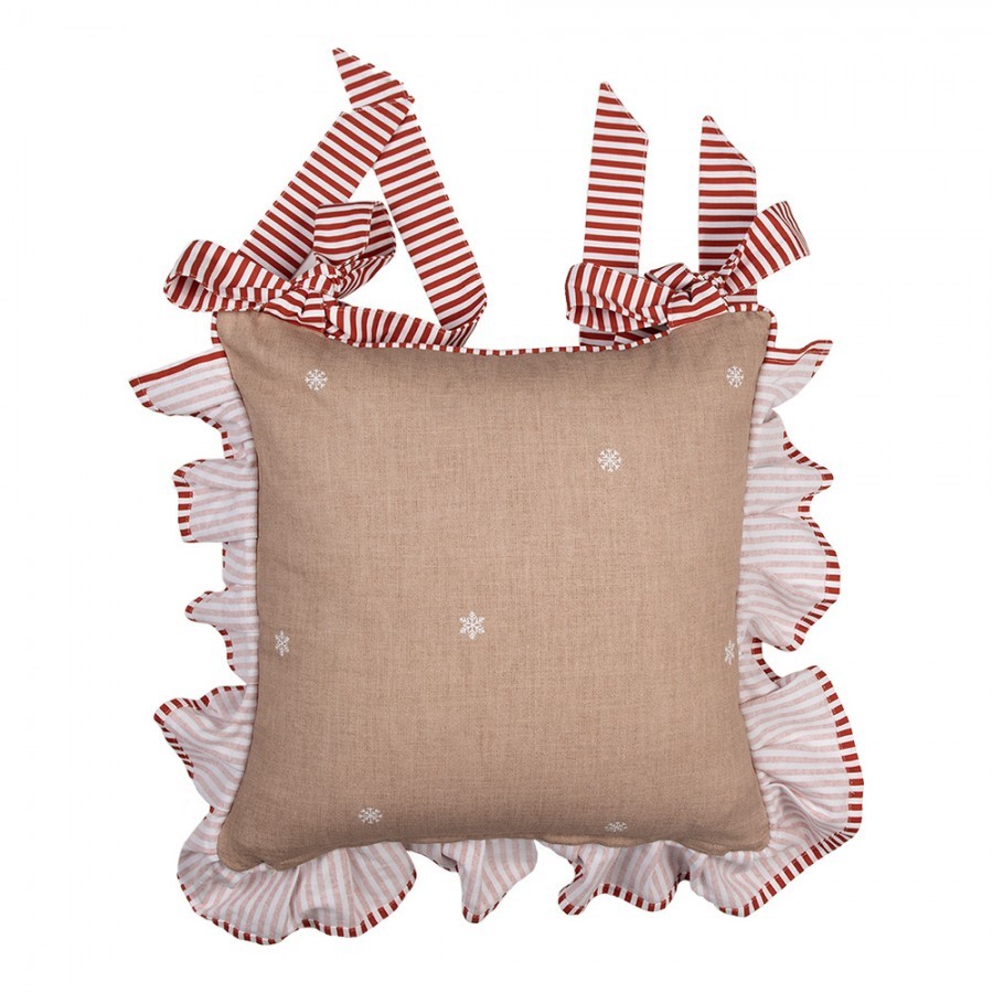Hnědý podsedák s volánky s perníkovými chaloupkami Gingerbread Bliss - 40*40cm