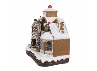 Hnědá svítící a hrající perníková chaloupka Gingerbread House - 33*17*30 cm