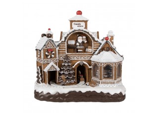 Hnědá svítící a hrající perníková chaloupka Gingerbread House - 33*17*30 cm