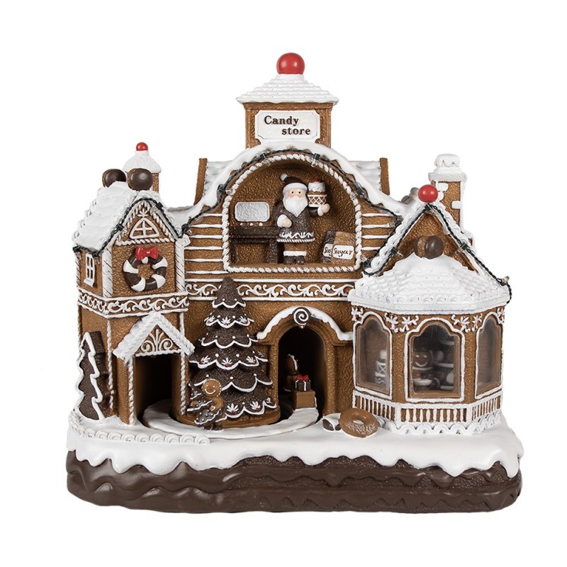Hnědá svítící a hrající perníková chaloupka Gingerbread House - 33*17*30 cm