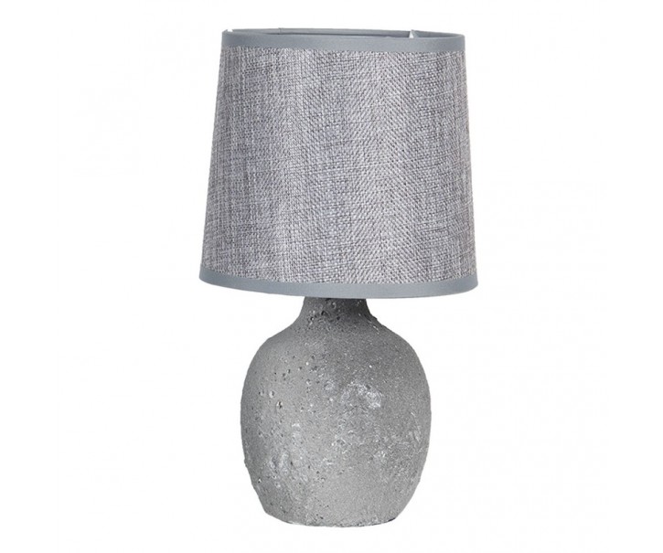 Šedá stolní lampa s šedým stínidlem - Ø 15*26 cm E14/max 1*40W