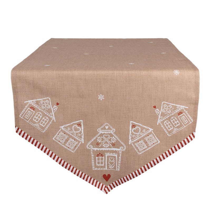 Hnědý běhoun s perníkovými chaloupkami Gingerbread Bliss - 50*160 cm