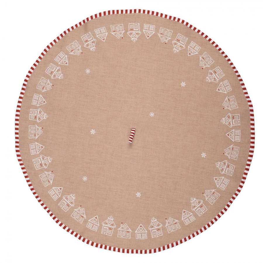Kulatá utěrka s perníkovými chaloupkami Gingerbread Bliss - Ø 80 cm