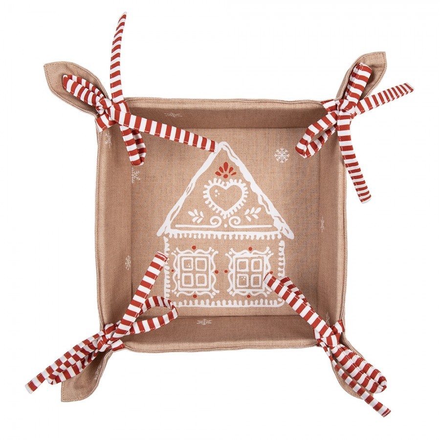 Košík na pečivo s perníkovými chaloupkami Gingerbread Bliss - 35*35*8 cm