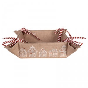 Košík na pečivo s perníkovými chaloupkami Gingerbread Bliss - 35*35*8 cm