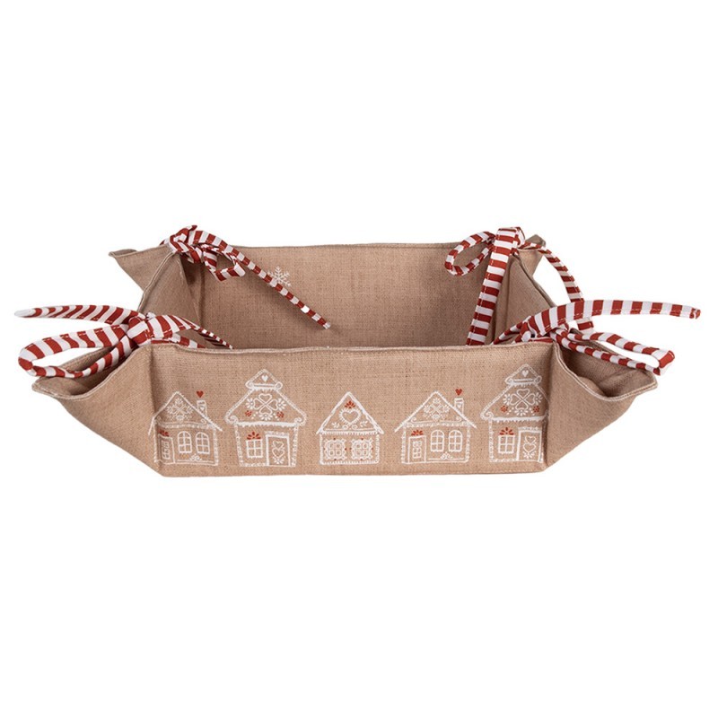 Košík na pečivo s perníkovými chaloupkami Gingerbread Bliss - 35*35*8 cm