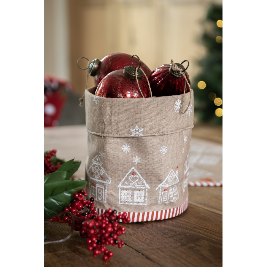 Košík na pečivo s perníkovými chaloupkami Gingerbread Bliss - Ø 15*16 cm