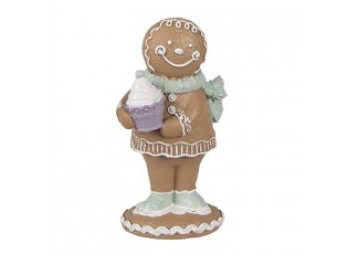 Hnědá vánoční dekorace Perníček Gingerbread s dortíkem - 6*4*11 cm