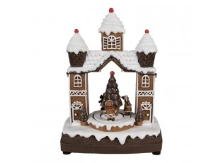 Hnědá svítící a hrající perníková chaloupka Gingerbread House - 20*11*27 cm