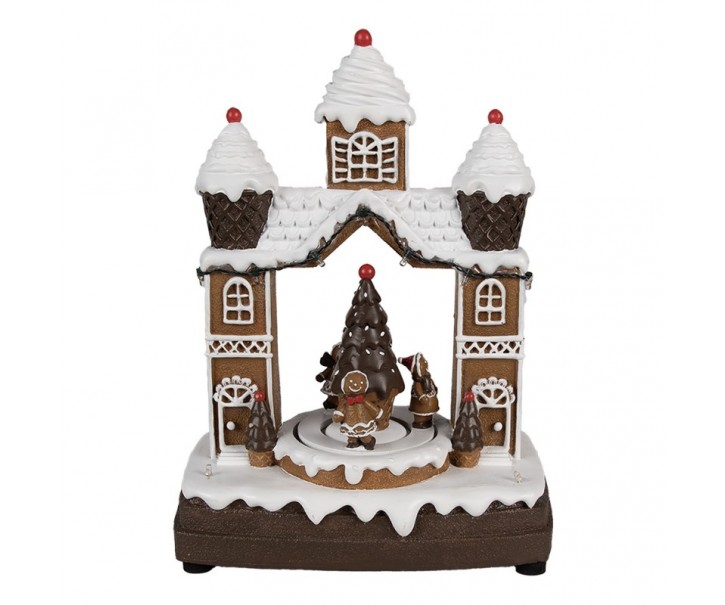 Hnědá svítící a hrající perníková chaloupka Gingerbread House - 20*11*27 cm