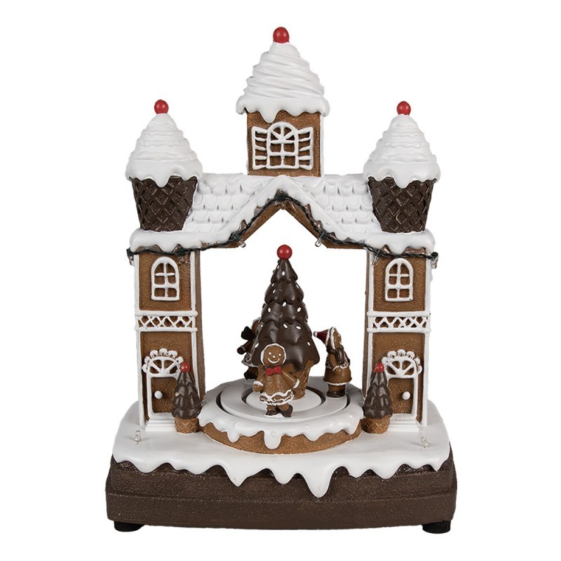 Hnědá svítící a hrající perníková chaloupka Gingerbread House - 20*11*27 cm
