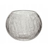 Skleněný kulatý svícen s popraskáním M - 15*15*11,5 cm