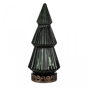 Zelený skleněný dekorační svítící stromek LED Tree - Ø 7*16 cm 