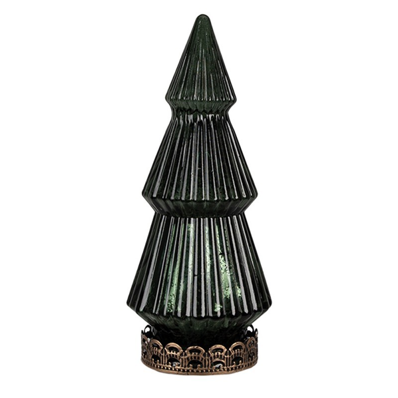 Zelený skleněný dekorační svítící stromek LED Tree - Ø 7*16 cm 