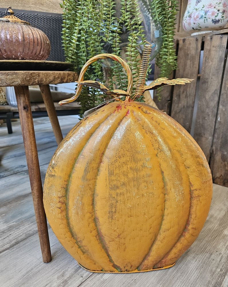 Oranžová kovová dekorace dýně Pumpkin - 34*15*42 cm