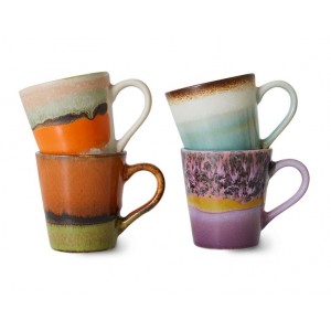 Set 4ks retro hrnek na kávu Espresso 70s Polaris - Ø 5,8*8cm / 80ml 
