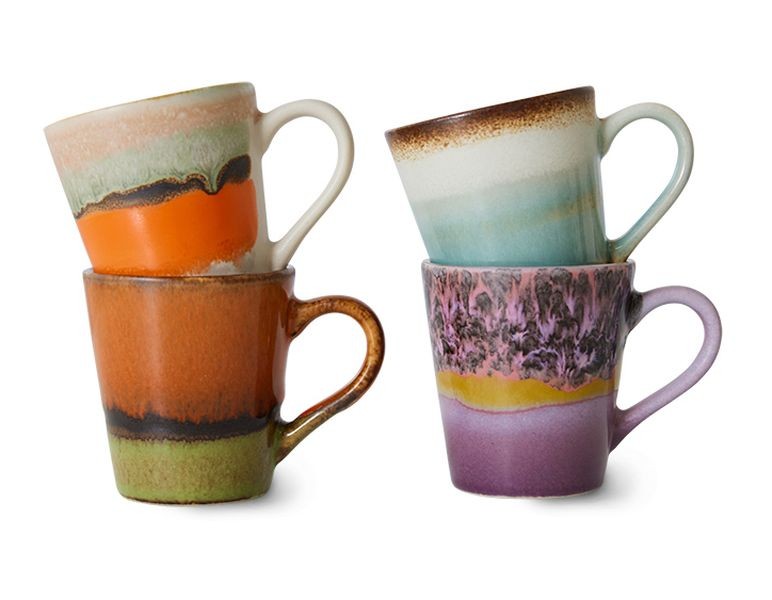 Set 4ks retro hrnek na kávu Espresso 70s Polaris - Ø 5,8*8cm / 80ml 