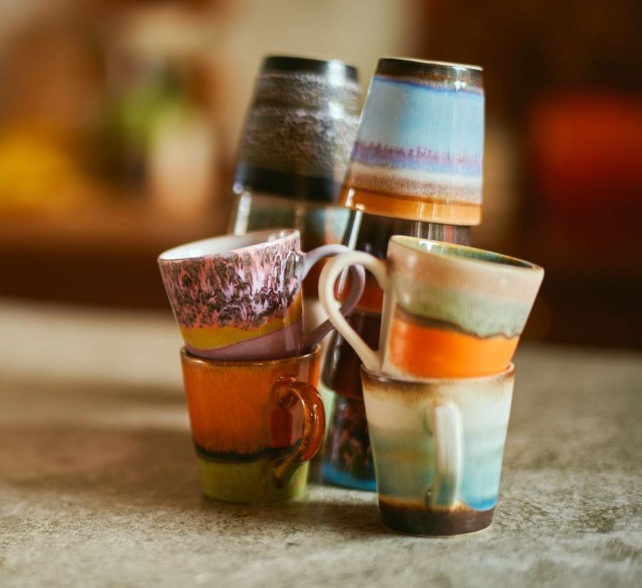 Set 4ks retro hrnek na kávu Espresso 70s Polaris - Ø 5,8*8cm / 80ml 