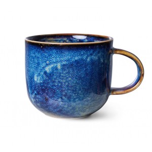 Rustikálně modrý porcelánový hrnek Chef - 12*9*8 cm / 320 ml 