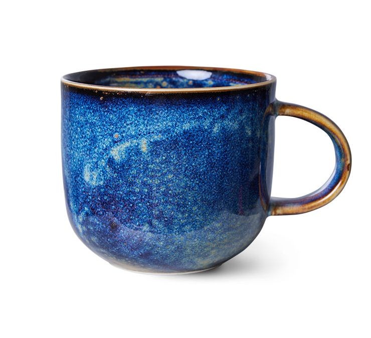 Rustikálně modrý porcelánový hrnek Chef - 12*9*8 cm / 320 ml 