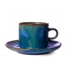 Rustikálně modrý porcelánový šálek s podšálkem Chef - Ø 8*6,5 cm / 220 ml 